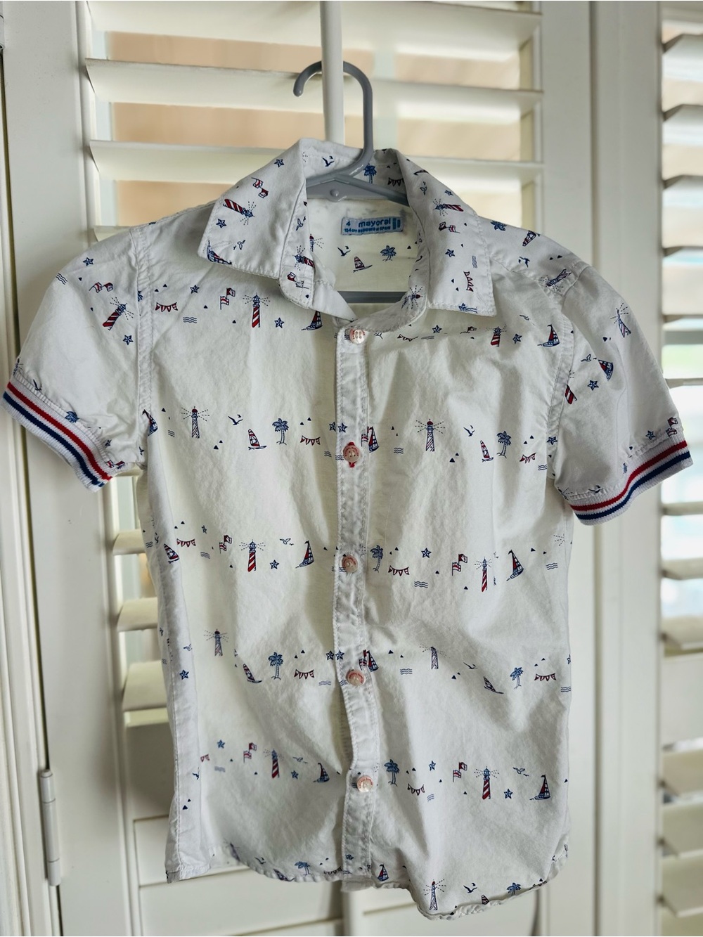 Mayoral Fourth of July Button Down Polo Little Boys Size 4